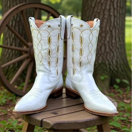 1970s • Texas Boot Co. • “Golden Starburst” Inlay Boots • Women’s 8 A (narrow) • Original Box