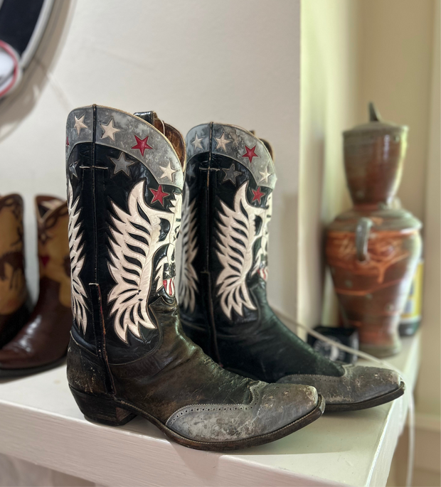 1960’s Patriotic Eagle Inlay Cowboy Boots – Men’s 10 (From My Personal Collection)