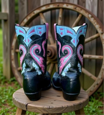 1960s • Tony Lama • “Pink Phoenix” Inlay Boots • Men’s 9.5 B