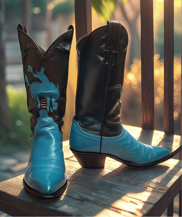 Women’s Size 8.5 B - Justin Vintage Cowboy Western Boots Horseback Inlays