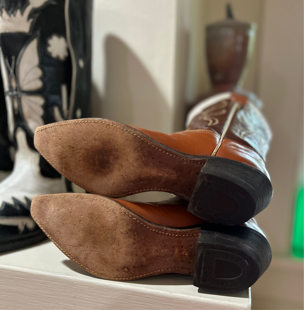 1950s • FRYE • Tri-Color Western (Saddle/Chocolate/Bone) • Women’s 7.5