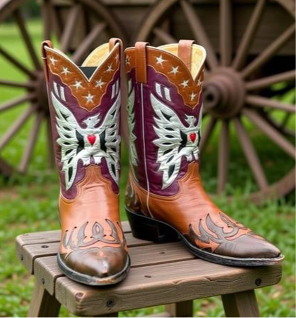 1980s • Champion Attitude • “Roy Rogers” Custom Eagle & Star Boots • Men’s 11 D