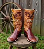 1960s • Custom Shop • Alligator & Monogram Show Cowboy Boots • Men’s 9.5 D