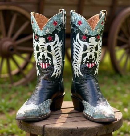 1960’s Patriotic Eagle Inlay Cowboy Boots – Men’s 10 (From My Personal Collection)