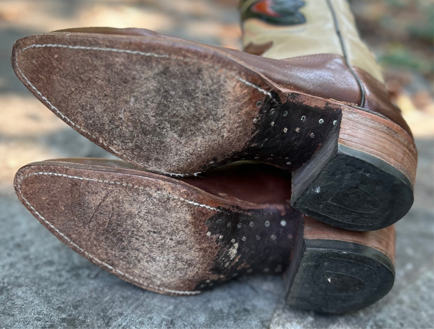 1970s • TEXAS BOOTS • Butterfly Inlay • Men’s 9 D