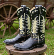 Women’s Size 9 M - Tony Lama Vintage Cowboy Western Boots Black Label Inlays