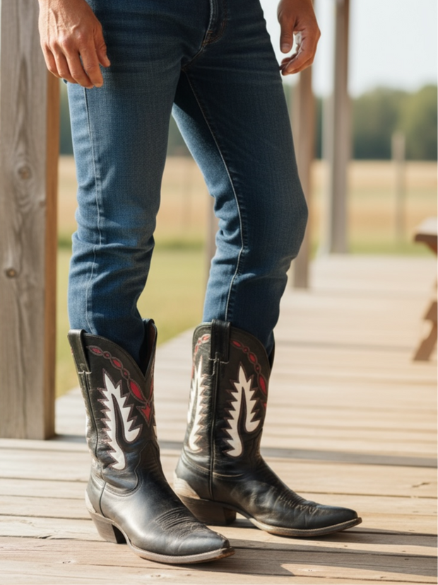 1980s • Nocona • Lightning Inlay — Men’s 9 D