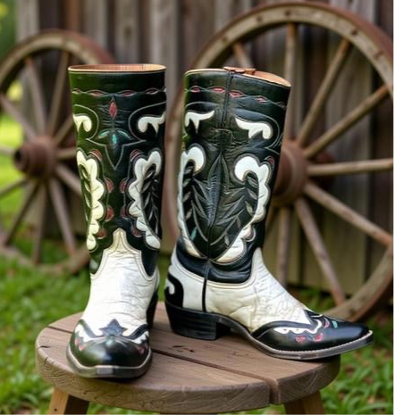 Women’s Size 8.5 M - 1950’s Stovepipe Cowboy Western Boots Inlays