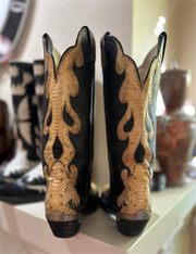 1970s • Tony Lama • Gold Python Flame Inlay — Women’s 6.5 M