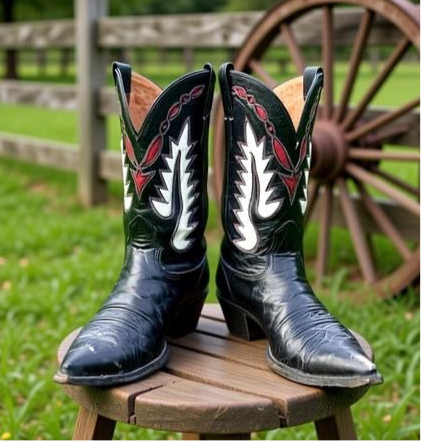 1980s • Nocona • Lightning Inlay — Men’s 9 D