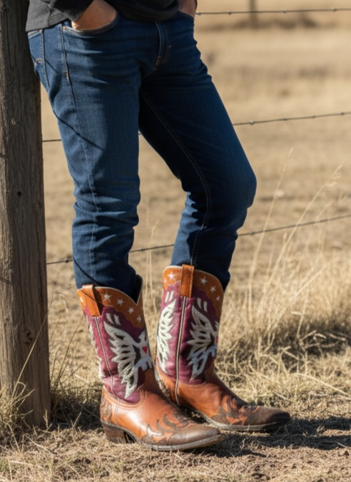 1980s • Champion Attitude • “Roy Rogers” Custom Eagle & Star Boots • Men’s 11 D