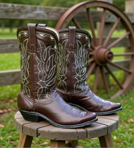 1960s • ACME • Chocolate Vine-Stitch Western • Women’s 8