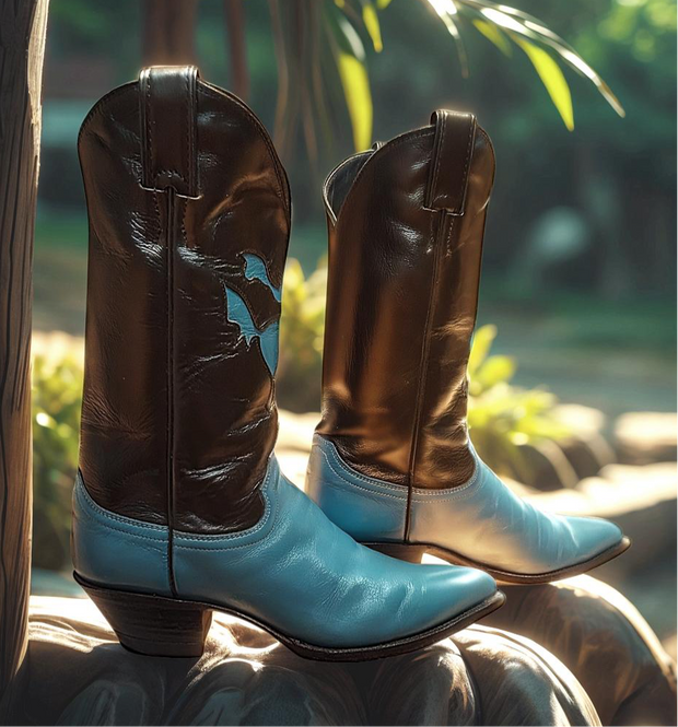 Women’s Size 8.5 B - Justin Vintage Cowboy Western Boots Horseback Inlays