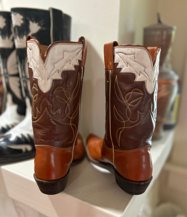 1950s • FRYE • Tri-Color Western (Saddle/Chocolate/Bone) • Women’s 7.5