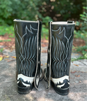 1960’s Black & White Butterfly Inlay Cowboy Boots – Men’s 10D