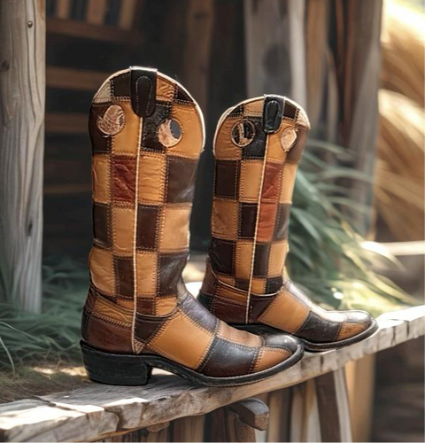 Women’s Size 6 M - Laramie 1960’s Cowboy Western Patchwork Boots Distressed