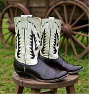 1960s • Nocona • “Arrowhead” Two-Tone Inlay Boots • Men’s 9.5 B