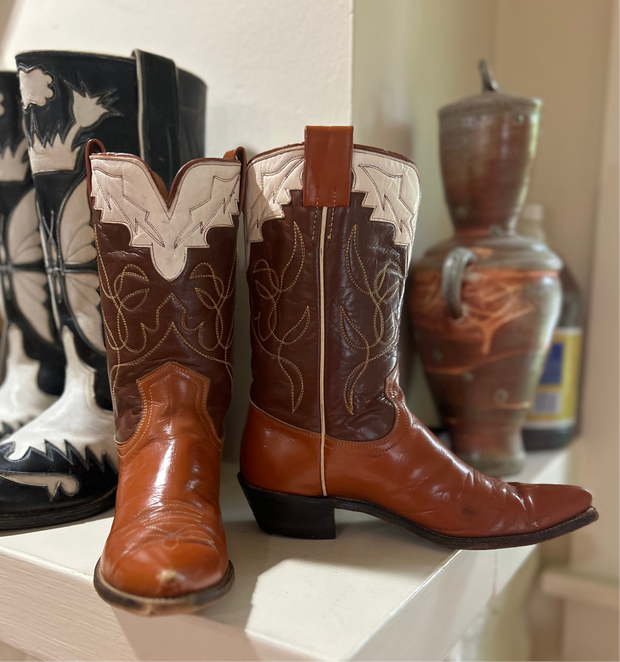 1950s • FRYE • Tri-Color Western (Saddle/Chocolate/Bone) • Women’s 7.5