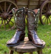 1960s • ACME • Chocolate Vine-Stitch Western • Women’s 8