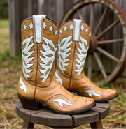 Custom 1981 Eagle + Stars Inlay Cowgirl Boots – Ladies 8.5