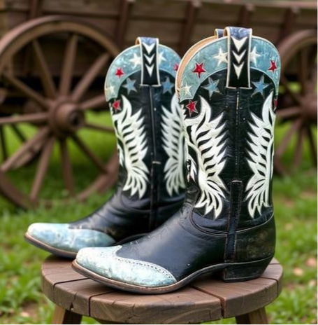 1960’s Patriotic Eagle Inlay Cowboy Boots – Men’s 10 (From My Personal Collection)