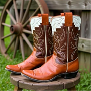 1950s • FRYE • Tri-Color Western (Saddle/Chocolate/Bone) • Women’s 7.5
