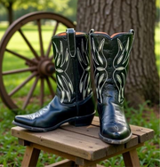 Men’s Size 9 D - 1960’s Acme Cowboy Western Boots Inlays