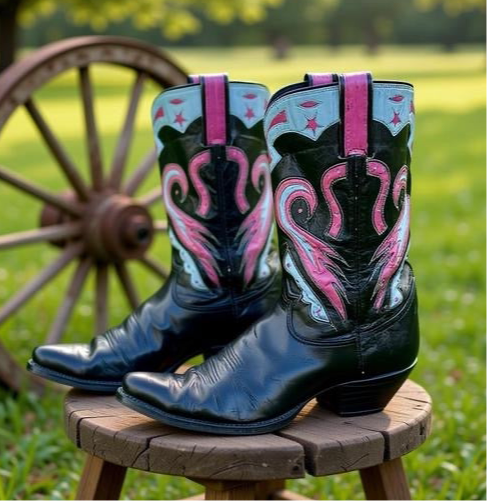 1960s • Tony Lama • “Pink Phoenix” Inlay Boots • Men’s 9.5 B