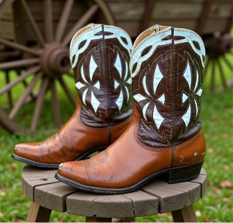 Women’s Size 9 M - 1950’s Tex Tan Of Yoakum Cowboy Western Boots Inlays