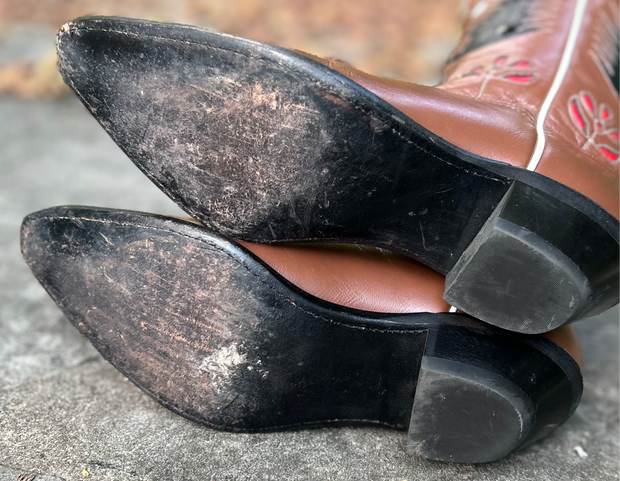 1970s • TONY LAMA • Desert Bloom Inlay Western • Women’s 7 B