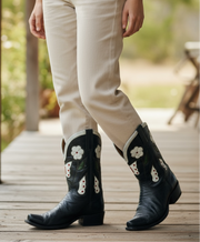 1950s • Border-Boot Style • “Butterfly & Dogwood” Inlay Showboots • Women’s 9