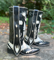 1960’s Black & White Butterfly Inlay Cowboy Boots – Men’s 10D