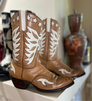 Custom 1981 Eagle + Stars Inlay Cowgirl Boots – Ladies 8.5