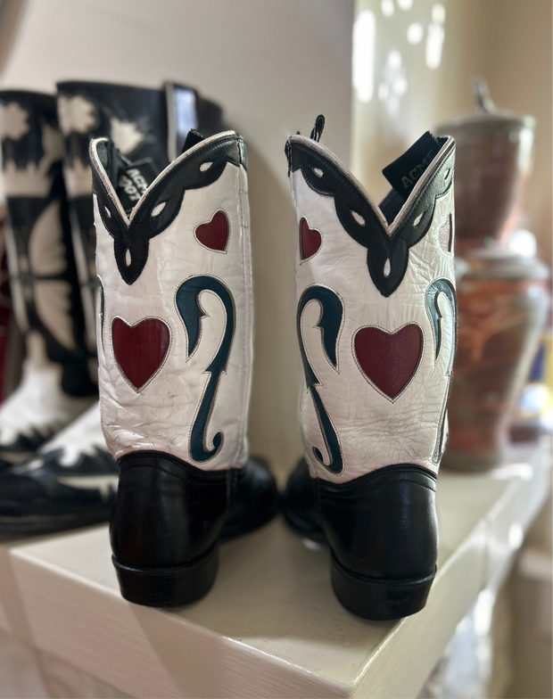 1990s Acme “Queen of Hearts” Inlay Boots • Women’s 8 M