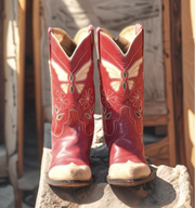 1950’s Cowboy Western Boots Butterfly and Floral Inlays