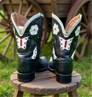 1950s • Border-Boot Style • “Butterfly & Dogwood” Inlay Showboots • Women’s 9