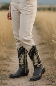 Women’s Size 9 M - Tony Lama Vintage Cowboy Western Boots Black Label Inlays