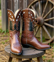 1970s • TONY LAMA • Desert Bloom Inlay Western • Women’s 7 B