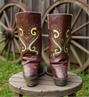 1950s • Kirkendall • Brown Suede Inlay Westerns • Men’s 11 D