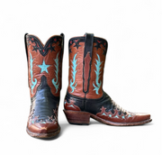Women’s Size 7.5 B - Lucchese Classics Vintage Cowboy Western Boots Star Inlays