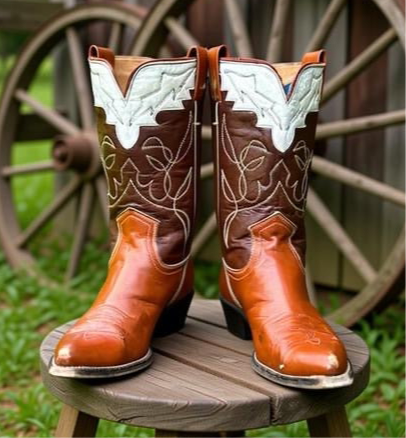 1950s • FRYE • Tri-Color Western (Saddle/Chocolate/Bone) • Women’s 7.5