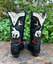 Women’s Size 7.5 B - Larry Mahan Vintage Cowboy Western Boots Horseback Inlays