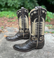 Women’s Size 9 M - Tony Lama Vintage Cowboy Western Boots Black Label Inlays