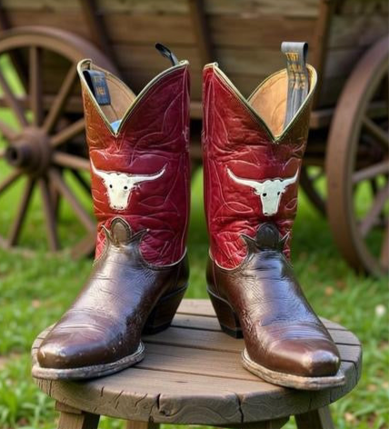 Women’s Size 7 M - 1950’s Tony Lama Iconic Cowboy Western Boots Longhorn Inlays