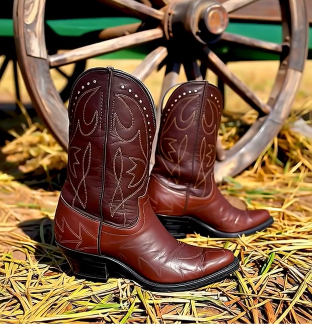 Women’s Size 7.5 M - 1950’s Pee Wee Cowboy Western Boots Brown Leather