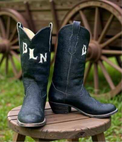 Men’s Size 10 D - Custom Made Cowboy Western Boots BLN Black Suede Vintage 70’s