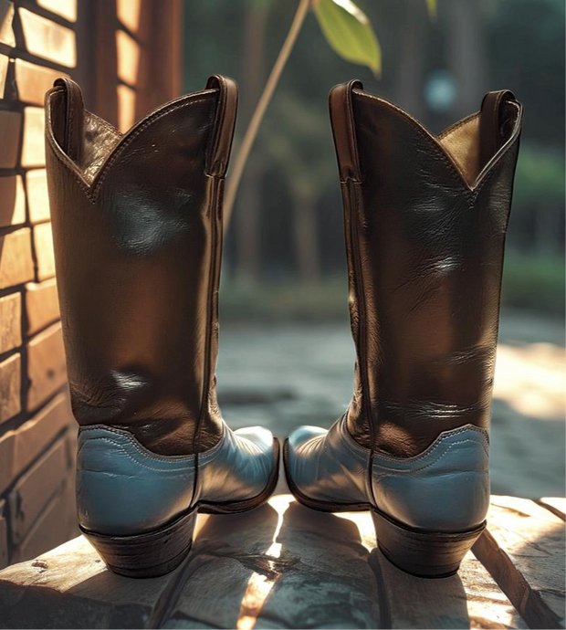 Women’s Size 8.5 B - Justin Vintage Cowboy Western Boots Horseback Inlays