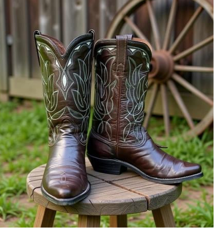 1960s • ACME • Chocolate Vine-Stitch Western • Women’s 8