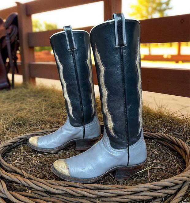 Women’s Size 7.5 M - 1970’s Custom Tall Cowboy Western Boots Herron Custom Boots