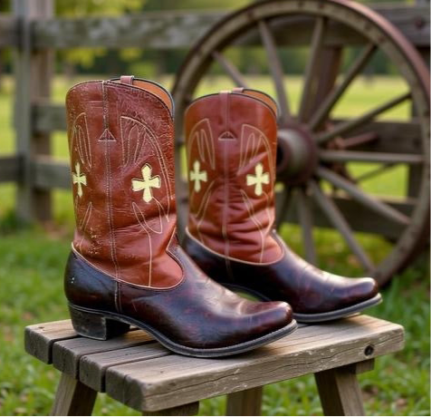 Men’s Size 11 D - 1950’s Cowboy Western Boots Inlays